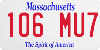 MA license plate 106MU7