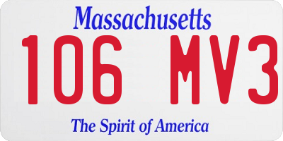 MA license plate 106MV3