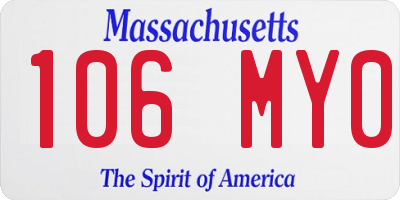 MA license plate 106MY0