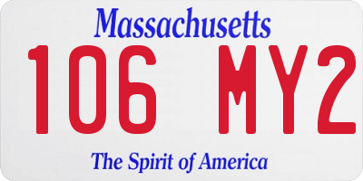 MA license plate 106MY2