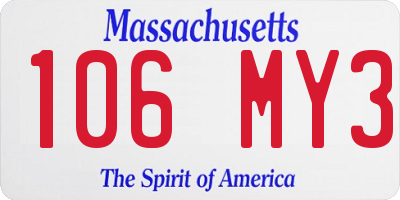 MA license plate 106MY3
