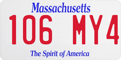 MA license plate 106MY4