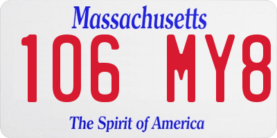 MA license plate 106MY8