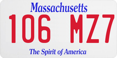 MA license plate 106MZ7