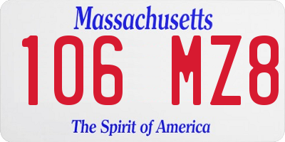 MA license plate 106MZ8