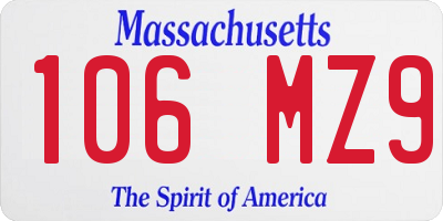 MA license plate 106MZ9