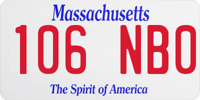 MA license plate 106NB0