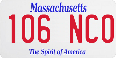 MA license plate 106NC0