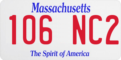 MA license plate 106NC2