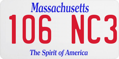 MA license plate 106NC3