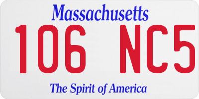 MA license plate 106NC5