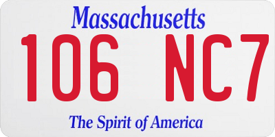 MA license plate 106NC7