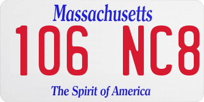 MA license plate 106NC8