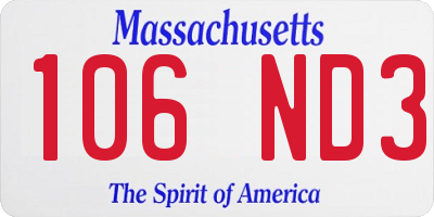 MA license plate 106ND3