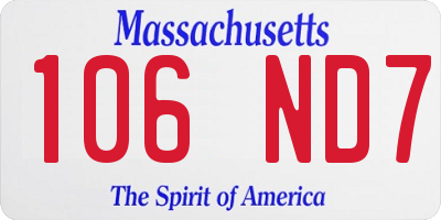 MA license plate 106ND7