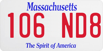 MA license plate 106ND8
