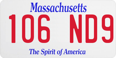 MA license plate 106ND9