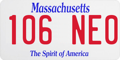 MA license plate 106NE0