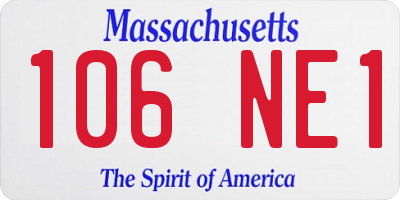 MA license plate 106NE1