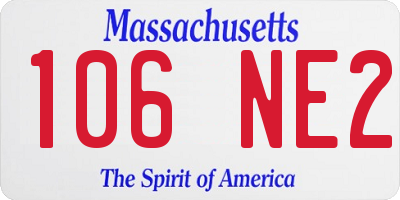 MA license plate 106NE2