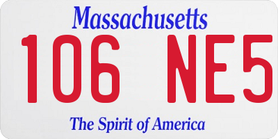 MA license plate 106NE5