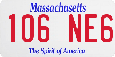 MA license plate 106NE6