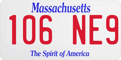 MA license plate 106NE9