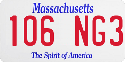MA license plate 106NG3