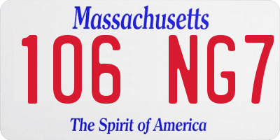 MA license plate 106NG7