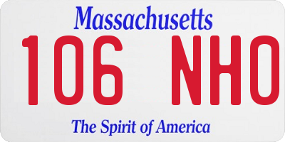 MA license plate 106NH0