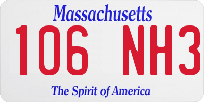 MA license plate 106NH3