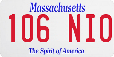 MA license plate 106NI0