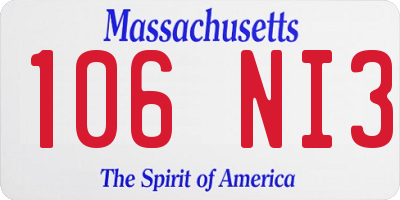 MA license plate 106NI3
