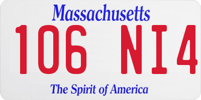 MA license plate 106NI4