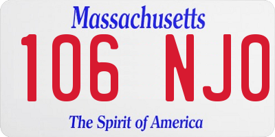 MA license plate 106NJ0