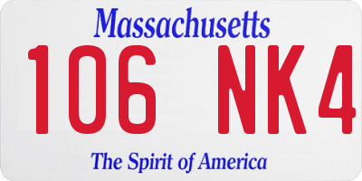 MA license plate 106NK4