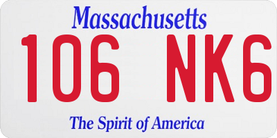 MA license plate 106NK6