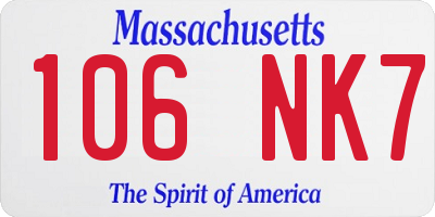MA license plate 106NK7