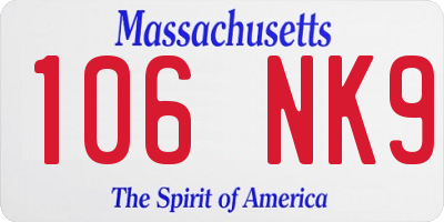 MA license plate 106NK9