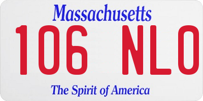 MA license plate 106NL0