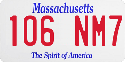 MA license plate 106NM7