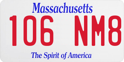 MA license plate 106NM8