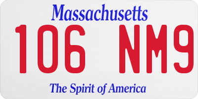 MA license plate 106NM9