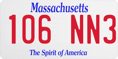 MA license plate 106NN3