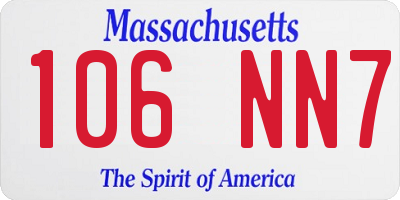 MA license plate 106NN7