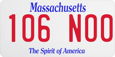 MA license plate 106NO0
