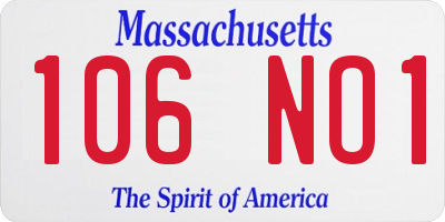 MA license plate 106NO1