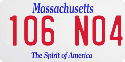 MA license plate 106NO4