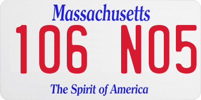 MA license plate 106NO5
