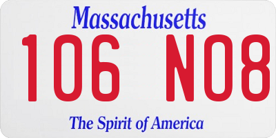 MA license plate 106NO8